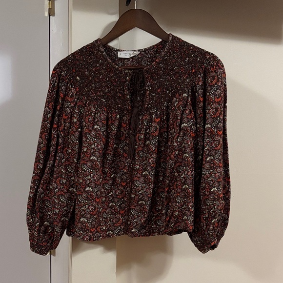 Lucky Brand Tops - Lucky Brand smocked Paisley Blouse - Brown and Red